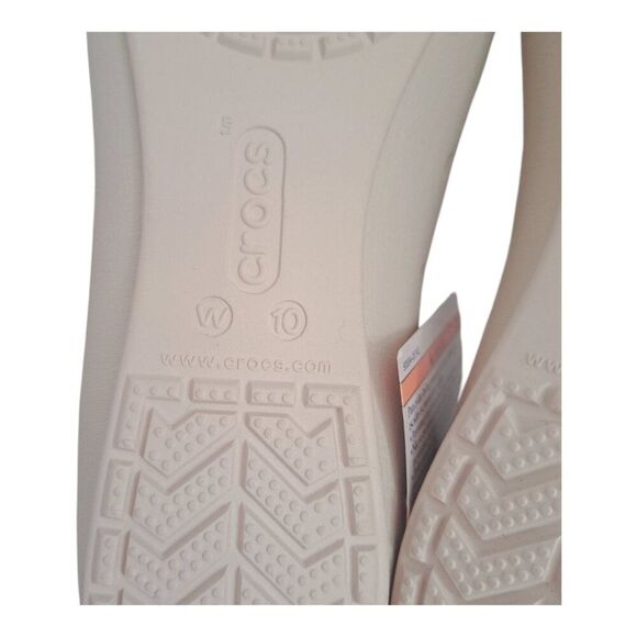 Crocs Brynn Flats Women's 10 Cap Toe Ballet Casual Off White Slip Violet Strip - Picture 8 of 8